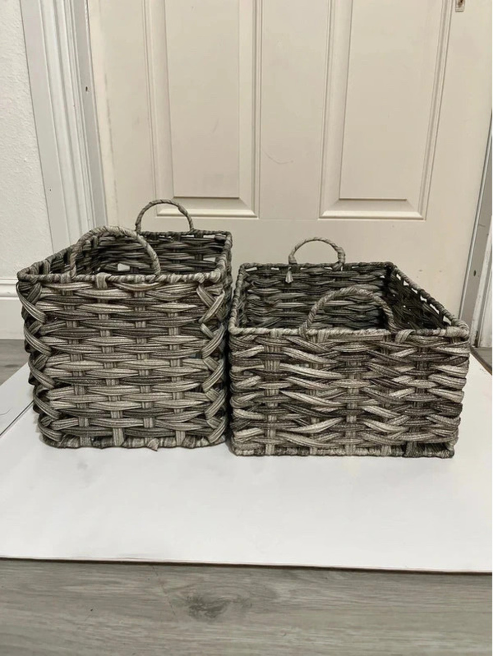 2 medium Grey weaved basket for storage organizing